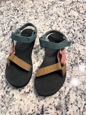 Teva Women's Teal, Pink & Tan Adjustable Strap Sandals